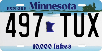 MN license plate 497TUX