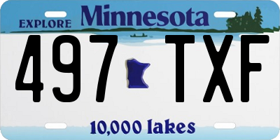 MN license plate 497TXF