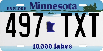 MN license plate 497TXT