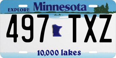 MN license plate 497TXZ