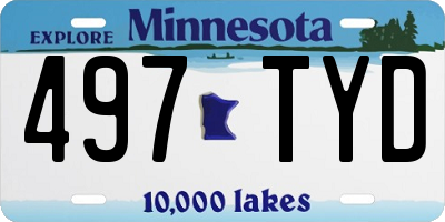 MN license plate 497TYD
