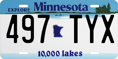 MN license plate 497TYX