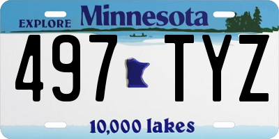 MN license plate 497TYZ