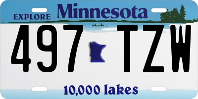 MN license plate 497TZW