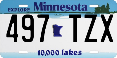 MN license plate 497TZX