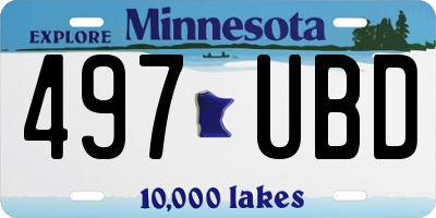 MN license plate 497UBD