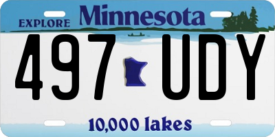 MN license plate 497UDY