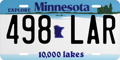 MN license plate 498LAR