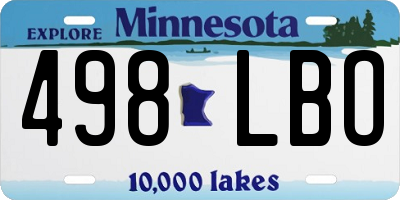 MN license plate 498LBO