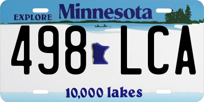 MN license plate 498LCA