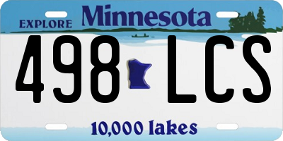 MN license plate 498LCS