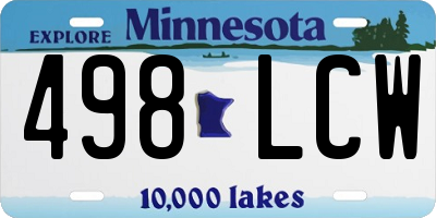 MN license plate 498LCW