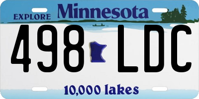 MN license plate 498LDC