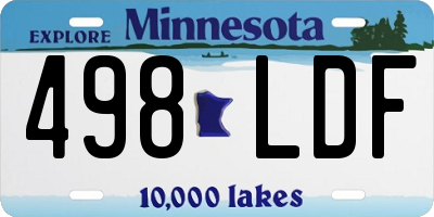 MN license plate 498LDF