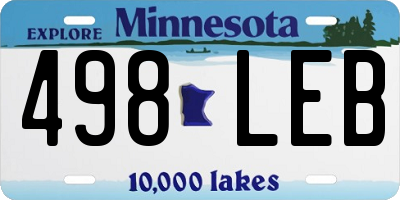 MN license plate 498LEB