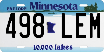 MN license plate 498LEM