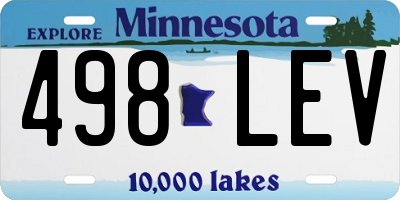 MN license plate 498LEV