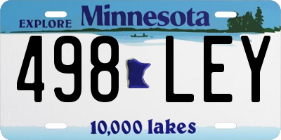 MN license plate 498LEY
