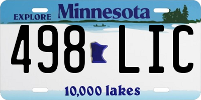 MN license plate 498LIC