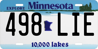 MN license plate 498LIE