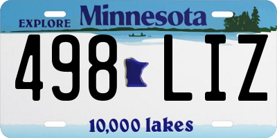 MN license plate 498LIZ