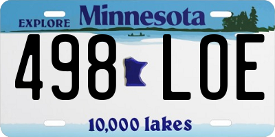 MN license plate 498LOE