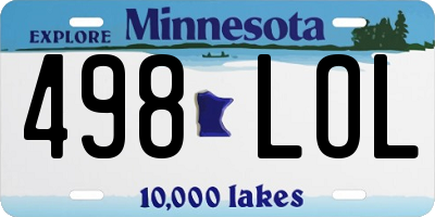 MN license plate 498LOL