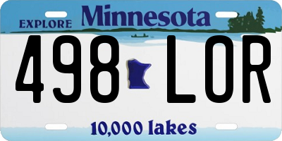 MN license plate 498LOR