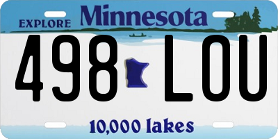 MN license plate 498LOU