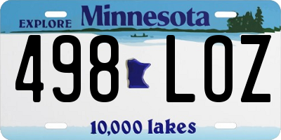 MN license plate 498LOZ