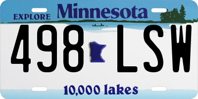 MN license plate 498LSW