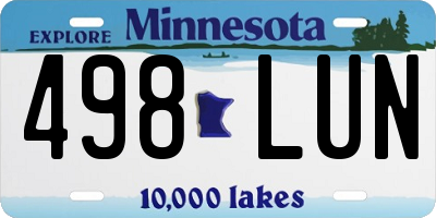 MN license plate 498LUN