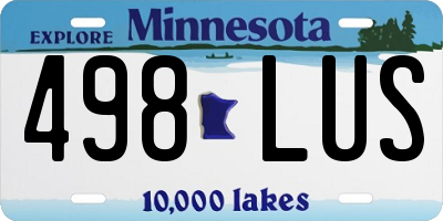 MN license plate 498LUS