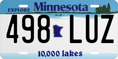 MN license plate 498LUZ
