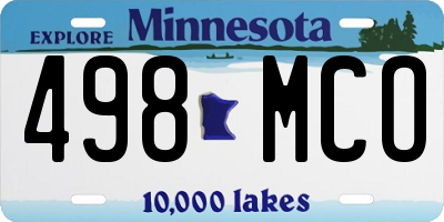MN license plate 498MCO