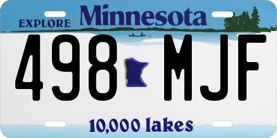 MN license plate 498MJF