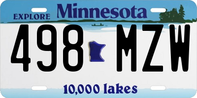 MN license plate 498MZW