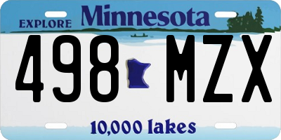 MN license plate 498MZX