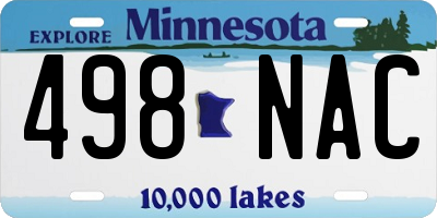 MN license plate 498NAC
