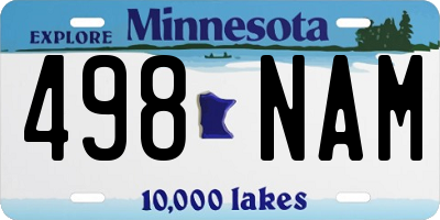 MN license plate 498NAM