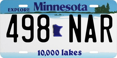 MN license plate 498NAR
