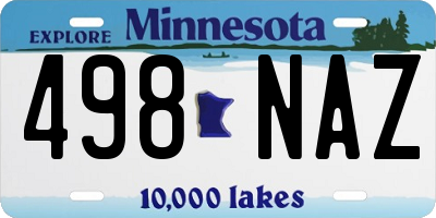 MN license plate 498NAZ