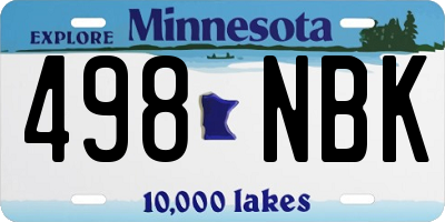 MN license plate 498NBK