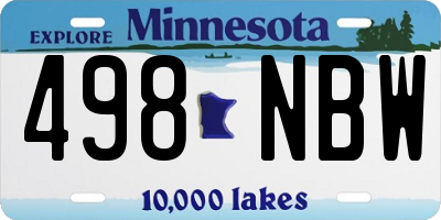MN license plate 498NBW