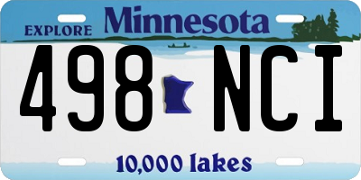 MN license plate 498NCI