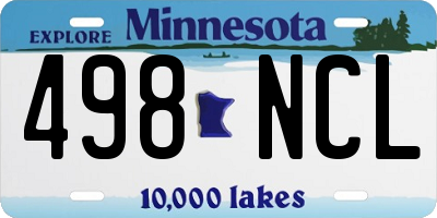 MN license plate 498NCL