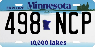 MN license plate 498NCP