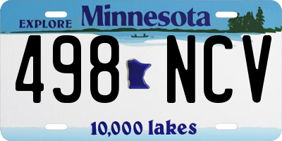 MN license plate 498NCV