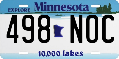 MN license plate 498NOC