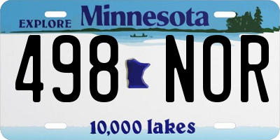 MN license plate 498NOR